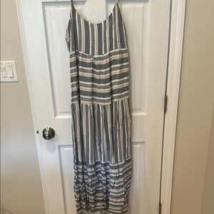 Black and Gray Spaghetti Strap Sundress Maxi